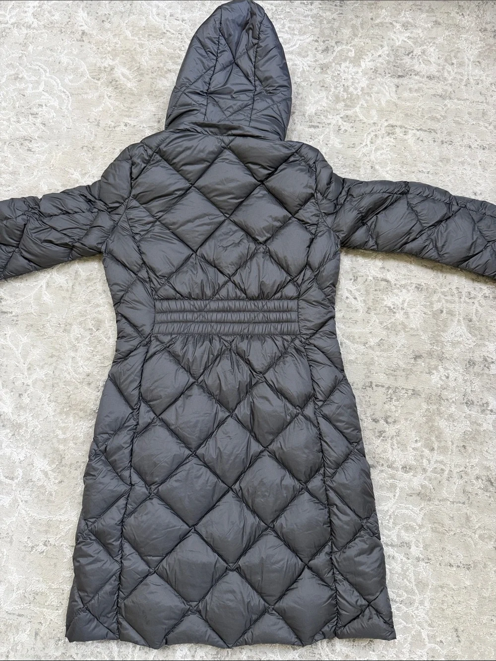 Michael Kors grey Quilted Hooded Long Puffer Coat